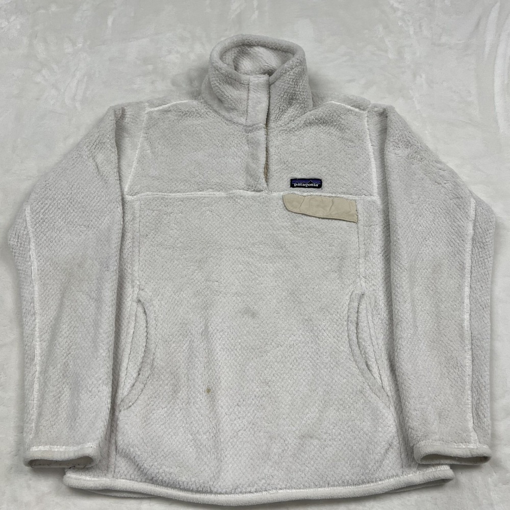 Patagonia Fleece Pullover Womens Small Cream Re-Tool Snap-T 25442 Pocket White